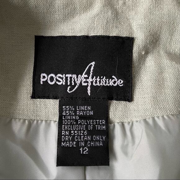 Positive Attitude 2 Piece Linen Set Blouse and Pants Mint Green Vintage 12 EUC - Picture 9 of 10